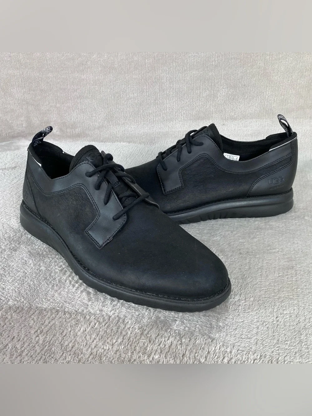 UGG Union Derby Mens Oxford Shoes Size 13 Black Leather Waterproof Treadlite NEW